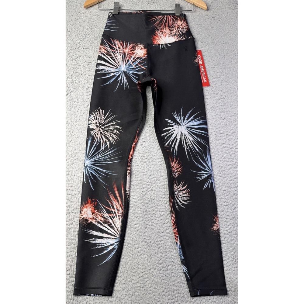 Good American Leggings Womens Size 0 Waist 21" Fireworks Leggings Activewear NWT